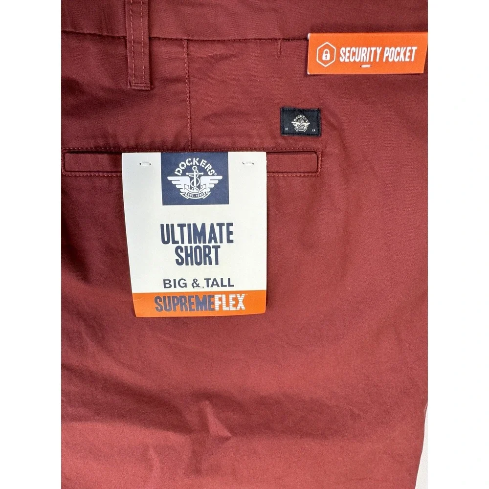 Dockers Mens 58x9 Ultimate Shorts Red Supreme Flex Big & Tall Chino NWT Stretch